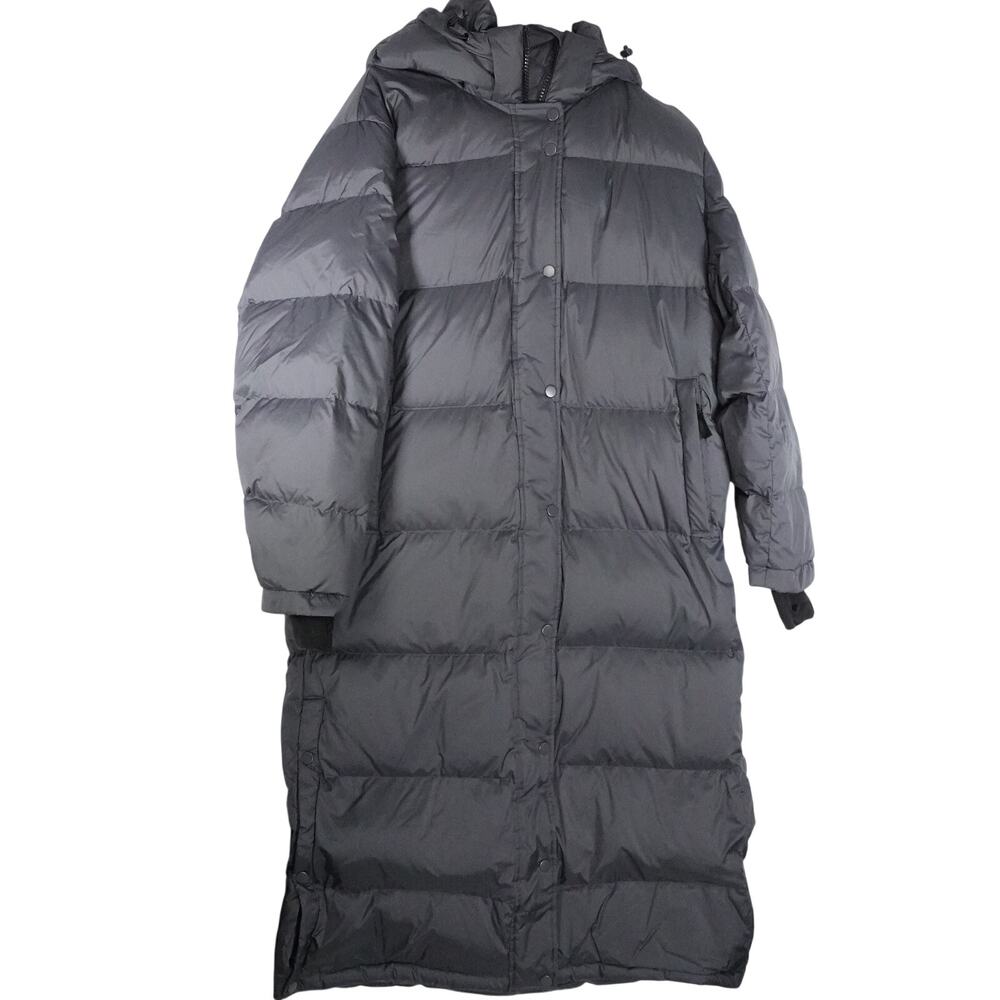 NWOT Quince Women's L Responsible Down Long Puffer Jacket Hooded Carbon Gray - Picture 3 of 9